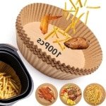 Papier Liner 100 stuks, 6.3 inch Diameter, Rond, Non-Stick Perkamentpapier, Oliebestendig, Waterbestendig - Geschikt voor Air Fryers, Magnetron, Oven - Keuken Accessoire