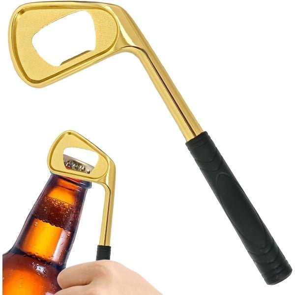 Premium Golf Bottle Opener - Beer Bottle Opener & Grappige Golf Cadeaus voor Mannen - Unieke Golf Accessoires voor Feesten, Bar, Keuken (Gouden IJzer)