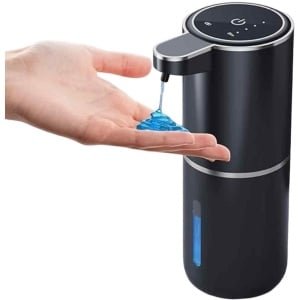 QTTVBTNA -Automatische Zeepdispenser 400ml met Sensor - Elektrische Zeepdispenser Wandmontage, USB Oplaadbaar, IPX5 Waterdicht, Hygiënisch voor Badkamer, Keuken en Kantoor (Zwart)