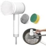 Reinigingsborstel - Elektrische Schrobber - Draadloze Keukenreiniger met Type-C Oplaadbare Batterij - 1200 mAh - Inclusief Nylon Borstel & Schuurspons - Voor Keuken, Badkamer & Huishoudelijke Reiniging - Wit