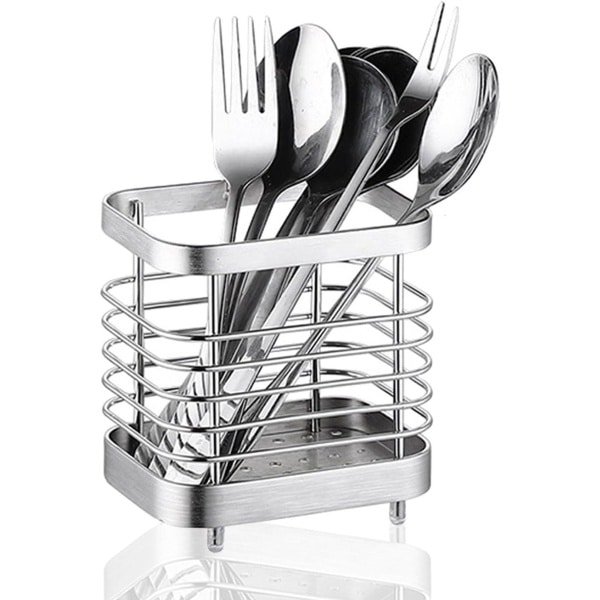 Roestvrijstalen droogrek voor gebruiksvoorwerpen en bestek, zilverwerk organizer en afdruiprek - keuken accessoire voor schotels en manden (S-Splinter)