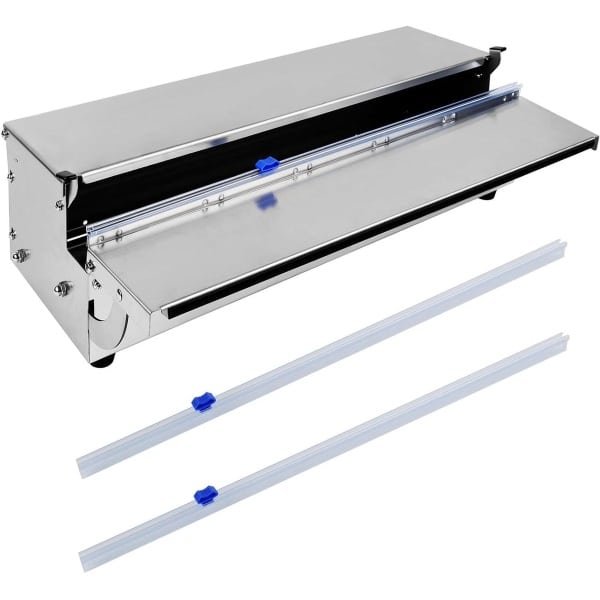 Roestvrijstalen foliedispenser voor vershoudfolie en aluminiumfolie, hygiënisch en stofdicht, opvouwbaar met reservemesjes - Keuken accessoire - Opbergoplossing voor folie.