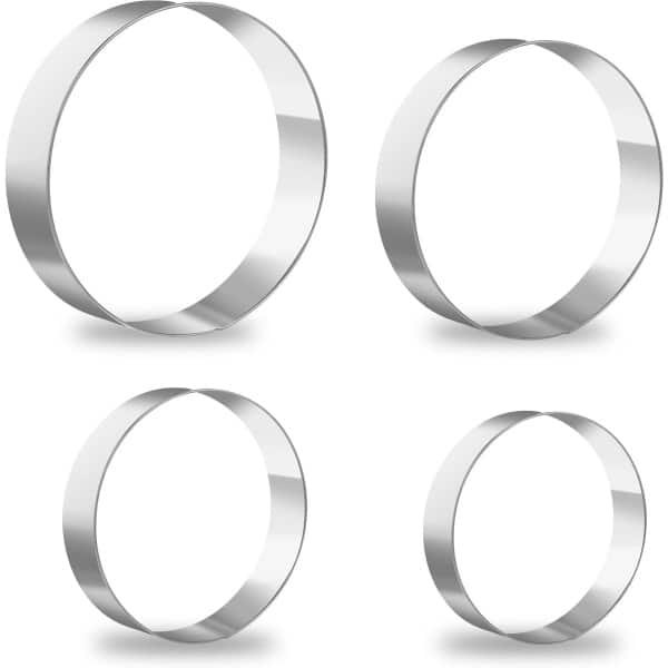 Ronde uitstekers - 4-pack - 4 maten - RVS cirkelvormige uitstekers voor gebak - Fondant - Taart - Bakaccessoires - Keuken DIY accessoires