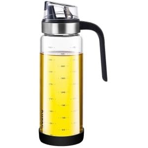 STILVORA Olie- & Azijnstellen - Olie- en Azijnfles Glas - Glazen Oliekan 550ml - Lekvrije Oliedispenser met Automatische Opening - Keuken Accessoire - Transparant
