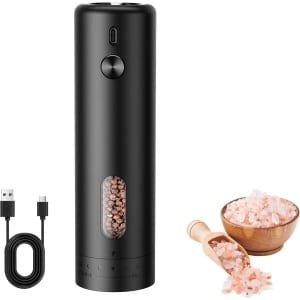 Sander Shop Elektrische Pepermolen, Oplaadbaar USB-C, Automatische Pepermolen met 110 ml Container [LED Lamp], Externe Instelbare Grofheid, Bediening met één Hand, voor Keuken, Diner, Cadeaus - 1PCS