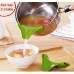 Schenktuit - 2 Stuks - Afgiethulp - Trechter - Keukengerei - Keuken Accessoires - Afgietdeksel - Siliconen - Groen