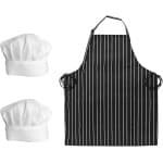 Schort met houder en kookmutsen set - verstelbaar, waterdicht en vuilafstotend - keuken en restaurant accessoires - zwart 84*61cm