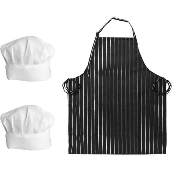 Schort met houder en kookmutsen set - verstelbaar, waterdicht en vuilafstotend - keuken en restaurant accessoires - zwart 84*61cm