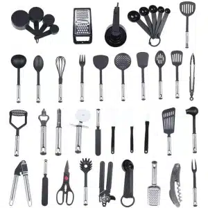 Sensova - 40-Delige Keukengerei Set van Roestvrij Staal en Nylon - Complete Keuken Accessoires voor Koken, Bakken en Mengen - Ideaal als Praktische Keuken Organizer en Duurzaam Keukengerei voor Elke Moderne Keuken