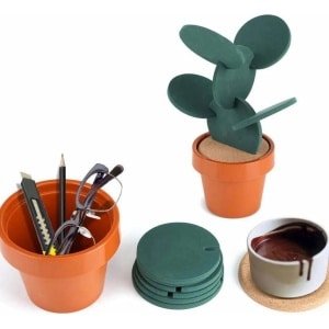 Set onderzetters in cactusdesign bloempot - 6 stuks - decoratieve keuken accessoires