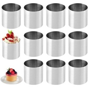 Set van 10 roestvrijstalen dessert- en dinerringen - Taartringen, 5 cm - Dessertvormen voor bakken - Kookringen - Mini-taartvorm - Keuken accessoires