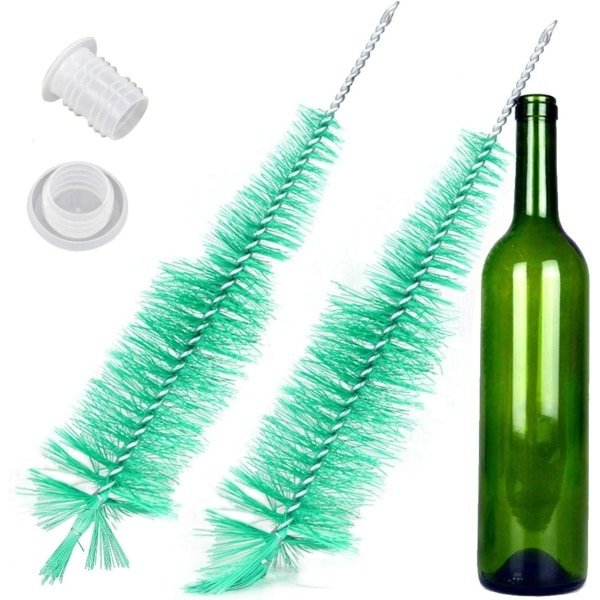 Set van 2 groene flessenborstels voor grondige reiniging - 43 cm lang met ijzeren handgreep - keuken schoonmaak accessoire - vaatwasbestendig