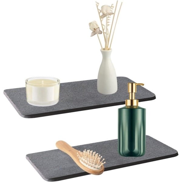 Set van 2 waterabsorberende stenen dienblad voor gootsteen, gootsteenorganizer, sneldrogende mat voor aanrecht, antislip onderzetter - Keuken accessoires, diatomeeënaarde product, handige keukenhulp