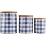 Set van 3 Keramische Keuken Accessoires met Bamboe Deksel - Blauw