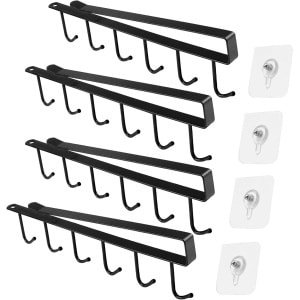 Set van 4 opberg haken voor bekers en glazen - Zonder boren - Keuken accessoires - Zelfklevende bekerhouders