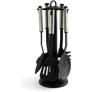 Set van 5 Keukengerei Gadgets Roestvrij Staal en Nylon met Zwarte Houder