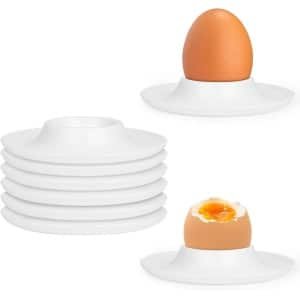 Set van 6 eierdopjes van kunststof met dienblad voor gekookte eieren - Ontbijt accessoires voor in de keuken.