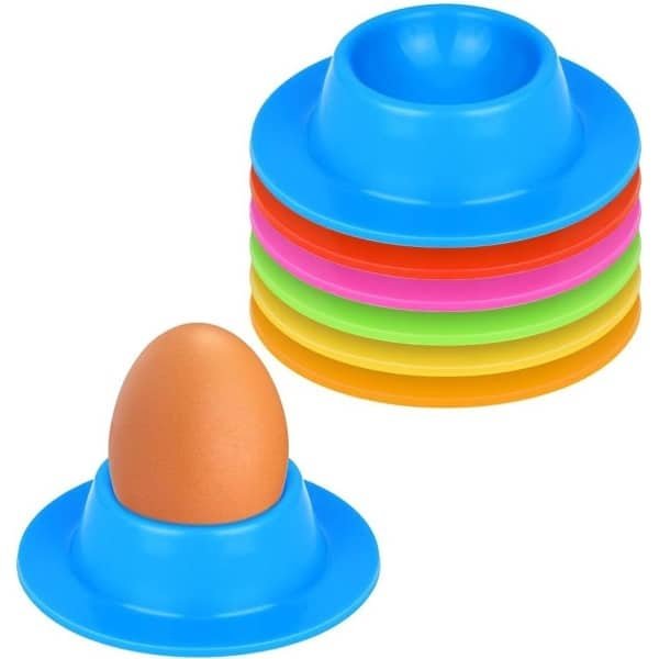 Set van 6 siliconen eierdopjes met dienblad voor gekookte eieren - Ontbijt accessoires voor keuken - Eierkommen voor hardgekookte eieren