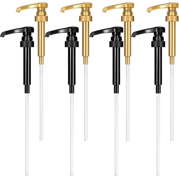 Set van 8 koffiesiroopdispensers - Doseringspomp - Voor 750ml flessen - Melk en thee - Ideaal voor woningen, keukens, cafés en bars - Koffie accessoires - Keuken benodigdheden