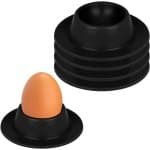 Siliconen Eierdopjes Set met Dienblad voor Gekookte Eieren in Keuken - Ontbijt Accessoires - Zwart