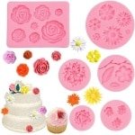 Siliconen Vormen voor Snoep, Fondant en Bakken - Set van 6 - Bloemen en Blad - 3D Vormen voor Roos, Fondant, Kaarsen - Gietvormen voor Sugarcraft - Rozenvorm voor Cupcake en Verjaardagstaart - Keuken Benodigheden - DIY Bakken Accessoires