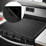 Siliconen afdekplaat voor elektrische kookplaten - mat voor glazen kookplaat, beschermer voor glazen kookplaat, XL afdruipmatten voor keuken, afdekplaten voor elektrische ovens (zwart, 28 x 20)