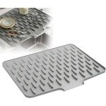 Siliconen afdruipmat voor keuken aanrecht - Groot formaat, grijs - Keukenspoelbak accessoire energiezuinig schoonmaken.