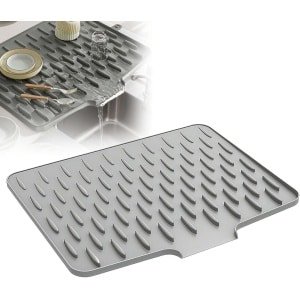 Siliconen afdruipmat voor keuken aanrecht - Groot formaat, grijs - Keukenspoelbak accessoire energiezuinig schoonmaken.