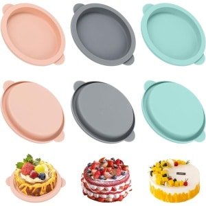 Siliconen bakvorm set met 6 ronde vormen voor heteluchtfriteuse - bakvormen in verschillende formaten - keuken accessoires