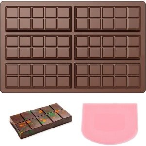 Siliconen chocoladevorm voor 6 zelfgemaakte chocoladeborden - BPA-vrij en anti-aanbaklaag - bruin - reepvormen - keuken accessoire