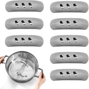 Siliconen handgreephoezen voor gietijzeren pannen - 8-delige set - Hittebestendige handvat covers - Grijs - Keuken accessoires.