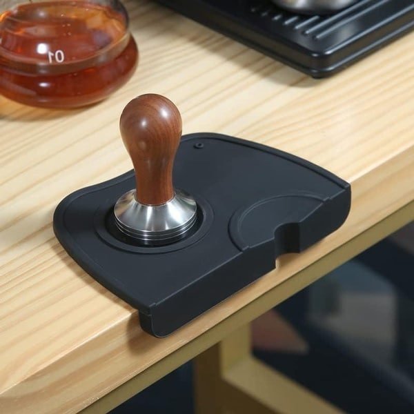 Siliconen koffie tamper mat - antislip - espresso accessoire - keuken tool (zwart 12x17.5x3 cm)