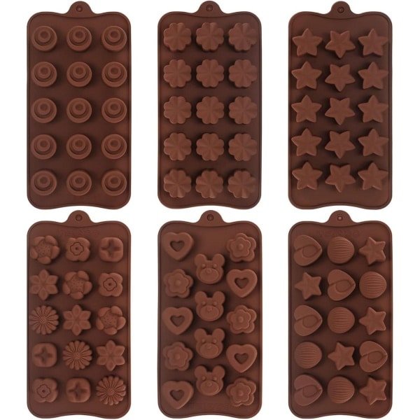 Siliconen vormen voor bakken - Set van 6 - Chocolade, ijsblokjes, fondant cake - Keuken accessoires