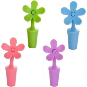Siliconen wijnfles stopper set van 4 stuks - Bloem design - Lekvrije stoppers voor champagne, bier en soda - Keuken accessoires.