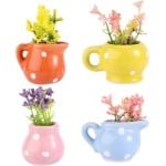 Smoakez - Mini-Vaasmagneten Set van 4 - Keramieken Bloemenvaasjes - Koelkast en Kantoor Decoratie - Handige Accessoires - Thuis en Keuken - Schattig Design