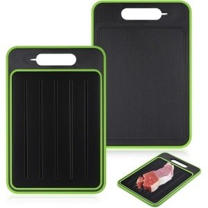 Snelle Ontdooiplaat - 31 x 21 CM - Snijplank - Multifunctionele dubbelzijdige snijplank - Met messenslijpzone, knoflookpureezone - Keuken Accessoires - Antiaanbakplaat - Metaallegering - Ontdooi Plank - Ontdooiplaat Vlees en Vis - Vlees Ontdooien