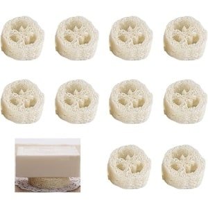 Spons Zeepkussen 10 stuks Zeepbeschermers voor Zeepbakje - Accessoires voor Douche/Bad/Keuken - Zeephouder van 100% Luffa - Duurzaam en Milieuvriendelijk