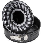 Springvorm Ø 26 cm zwart metallic met platte en buisbodem - bakvorm taart - keuken accessoires