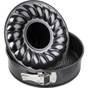 Springvorm Ø 26 cm zwart metallic met platte en buisbodem - bakvorm taart - keuken accessoires