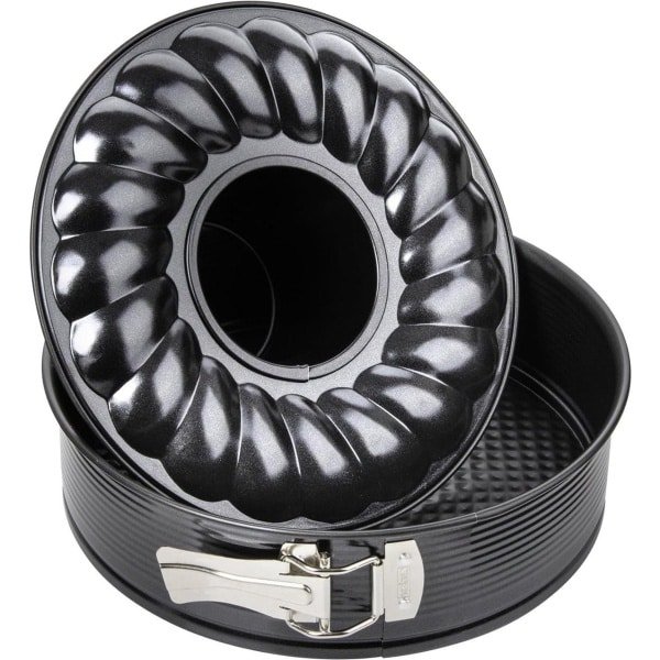 Springvorm Ø 26 cm zwart metallic met platte en buisbodem - bakvorm taart - keuken accessoires