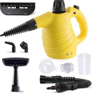 Stoomreiniger - Handstomer - 350ML - 9-delige accessoires set - 1050 Watt - Handapparaat - Geel - Gestoffeerde Meubels - Keuken - Vloer - Ramen - Tapijten