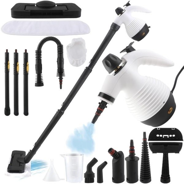 Stoomreiniger - Hogedruk stoomreiniger - 2-in-1 Stoomdweil & Handheld - 135°C Hoge Temperatuur - 1050W Snel Verwarmen - 14 Accessoires - Voor Vloer & Keuken