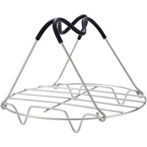 Stoomrek onderzetter met siliconen - roestvrij staal stomende standaard - stoomboot rack onderzetter met handgrepen voor keuken koken fornuis accessoires