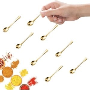 Tiny Roestvrijstalen Lepels voor Kruidenpotjes - Mini Formaat 7,5CM - Perfecte Keuken Accessoires (8 Stuks)