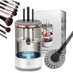 Upgrade Draagbare Elektrische Borstelreiniger - Automatische Snelle Efficiënte Alle Borstelgrootten Reiniger - Borstelreinigingsapparaat Reinigingsgereedschap Borstelverzorging - Thuis Salon Manicure Keuken Accessoire -wit