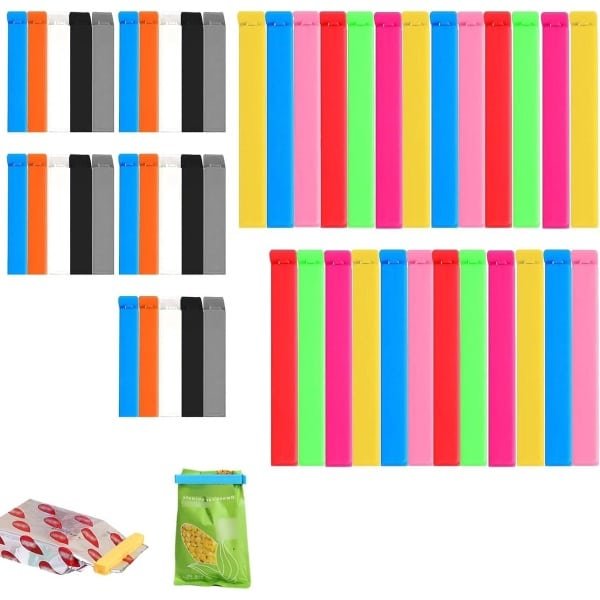 Voedselzakken clips set van 50 stuks - hersluitbare zaksluiters voor chips, brood, koekjes - luchtdichte afsluitclips - diverse maten - keuken accessoire