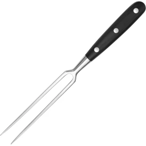 Wafelvork - Vleesvork - RVS - Met handvat - Serveervork - Trancheervork - Wafelijzer Accessoire - Kookgerei - Keukengerei - Voor Grill Keuken Kalkoen Braden Diner - 30 cm - Zwart
