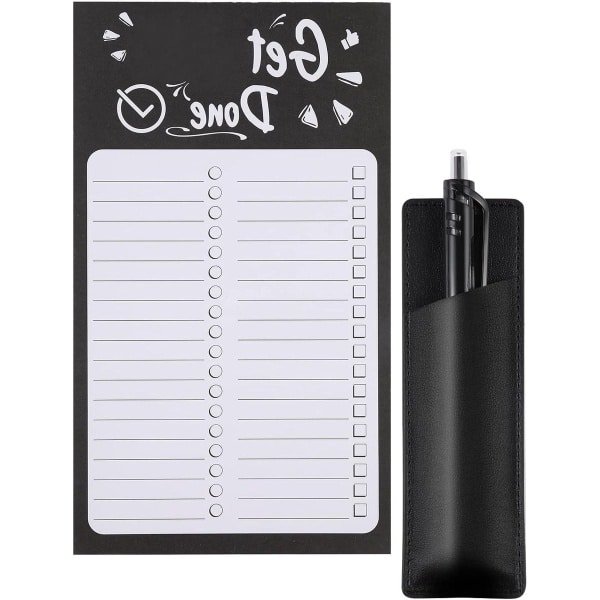 Winkellijst met Magneetblok en Magnetische Penhouder van PU Leer voor Dagelijkse Organisatie en Boodschappen - Praktische Keuken Accessoire