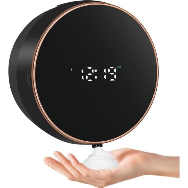 Zeepdispenser - zwart - 1 stuk, automatische wandmontage, schuimzeepdispenser, elektrische zeepdispenser, contactloze wandmontage, sensor, schuimzeepdispenser, kunststof, keuken, badkamer, schuimdispenser