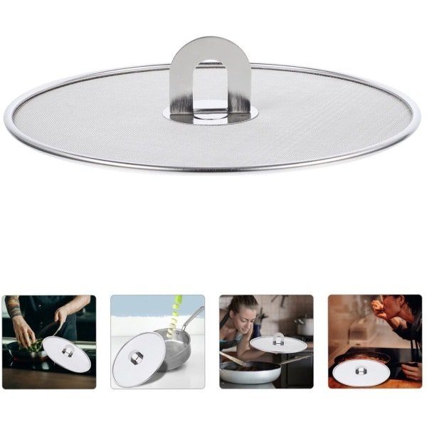 spatdeksel pan -RVS Spatbes cherming Deksel - Met inklapbare handgreep - Oliespat bescherming - Kook gereed schap - Oliespat bescherming - Beschermnet voor koeken pannen - Praktische keuken accessoires - Geschikt om mee te koken - 13 inch - Zilver